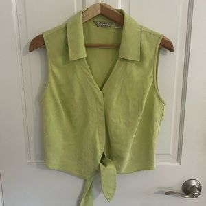 VINTAGE Tommy Bahama Silk Sleeveless Tie Front Top